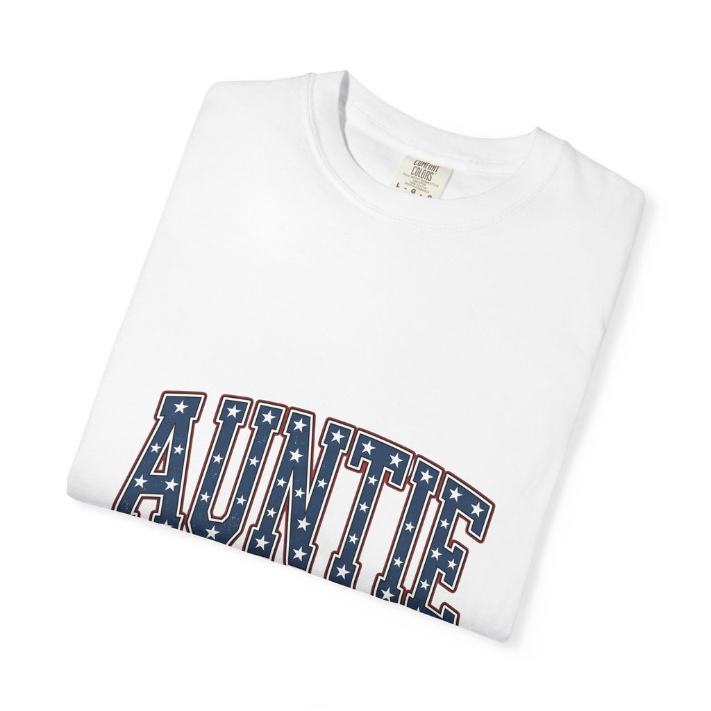 Curved College Lettering T-Shirt 4th Of July Relatives Gift Women American T-Shirt Monogram T-Shirt Independence Day Enthusiast Vintage T-Shirt