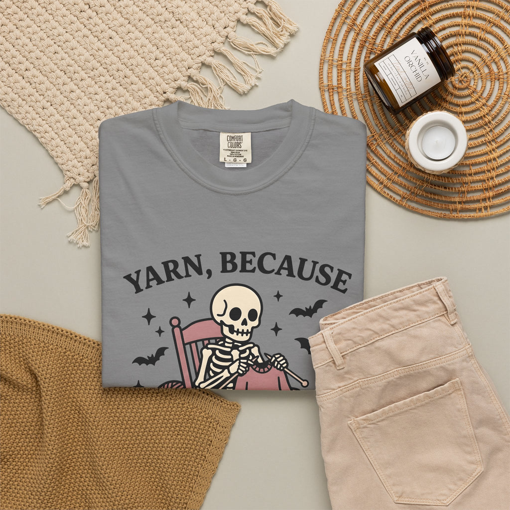 Skull Knitting T-Shirt Halloween Fabric Gift Women Comic T-Shirt Knitting T-Shirt Horror Fan Cartoon T-Shirt Textile Graphic Rustic Bat Wings