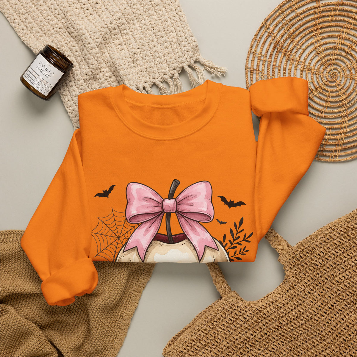 Skeleton Apple Sweatshirt Halloween Scary Gift Women Horror Sweatshirt Bone Sweatshirt Spooky Fan Macabre Sweatshirt Frightful Graphic Hand Drawn Pink Hair Bow