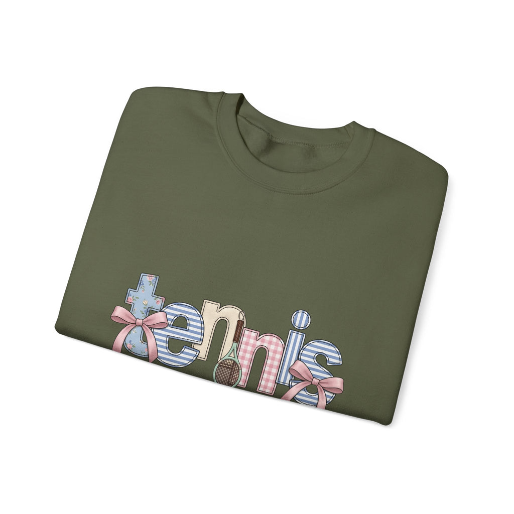 Tennis Racket Sweatshirt Tennis Mom Sports Gift Women Cute Sweatshirt Racquet Sweatshirt Tennis Enthusiast Kawaii Sweatshirt Athletic Graphic Retro Pink Bow
