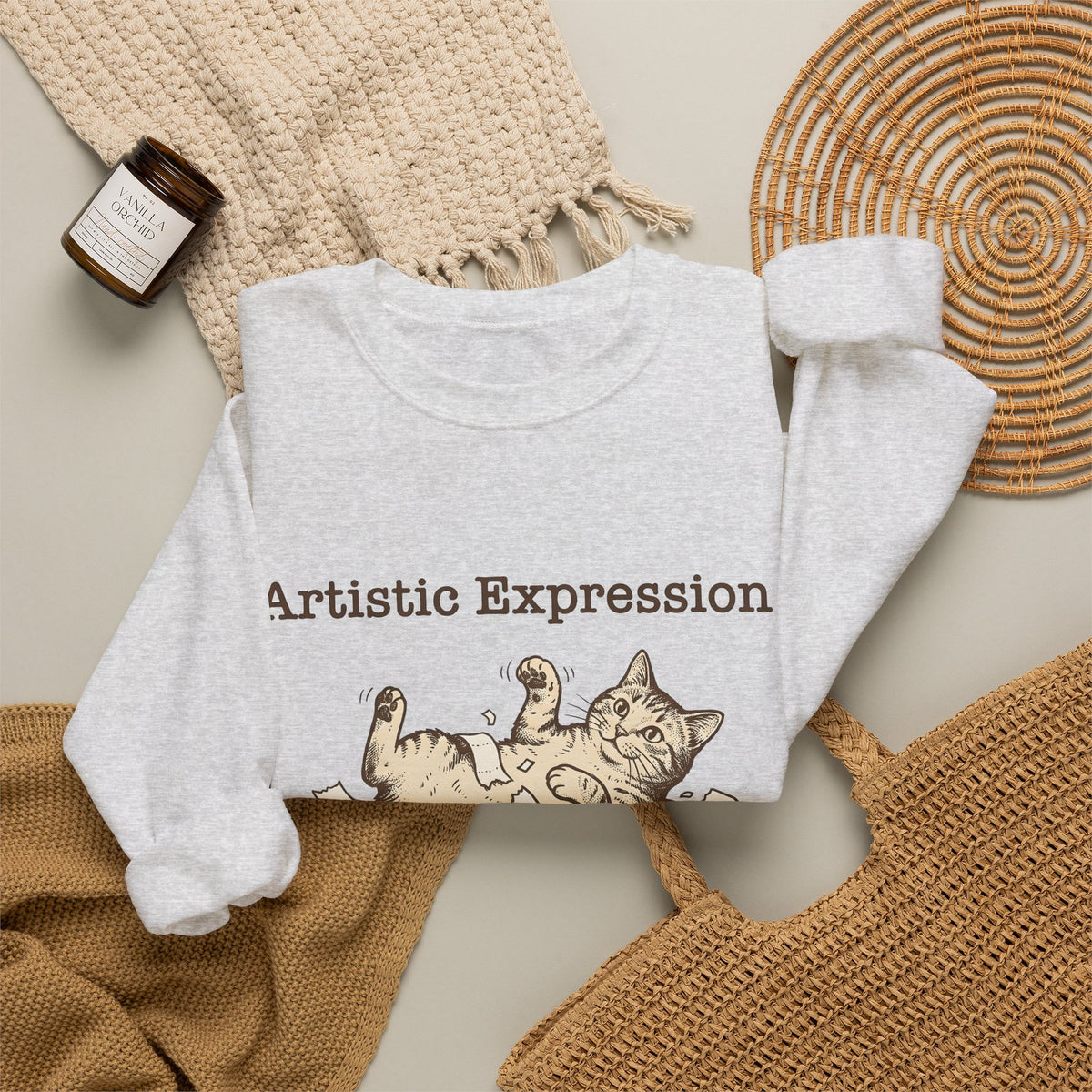 Funny Cat Sweatshirt Cat Joke Gift Women Cartoon Sweatshirt Kitten Sweatshirt Feline Fan Cartoonish Sweatshirt Pun Graphic Hand Drawn Paper Towel Sweatshirt