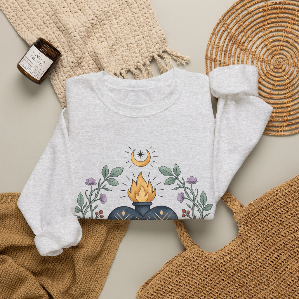 Sacred Heart Sweatshirt Boho Chic Spiritual Gift Women Folk Art Sweatshirt Heart Sweatshirt Hippie Enthusiast Primitive Sweatshirt Mystical Graphic Vintage