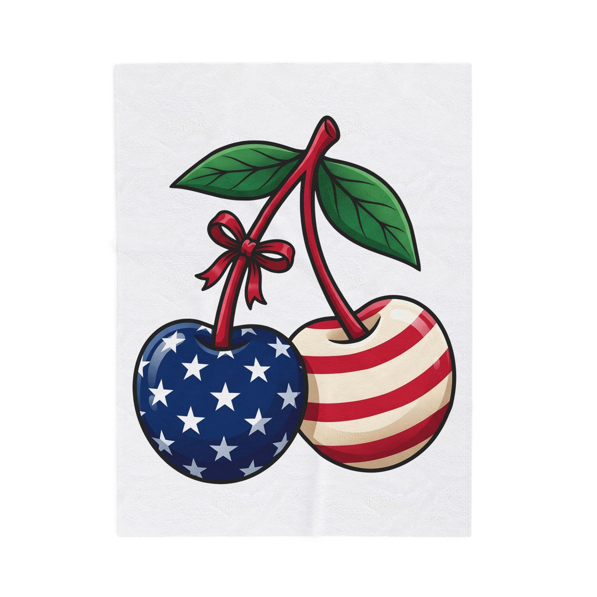 American Cherries 4Th Of July Beach Gift Comic Cherry Independence Day Fan Cartoon Coastal Blanket