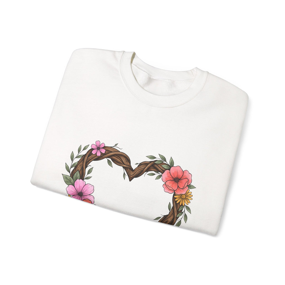 Floral Heart Sweatshirt Boho Chic Nature Gift Women Hand Drawn Sweatshirt Heart Sweatshirt Bohemian Fan Illustrated Sweatshirt Environmental Graphic Botanical
