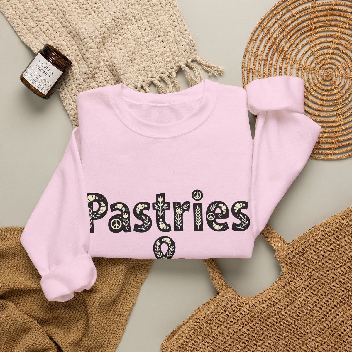 Pastry Peace Logo Sweatshirt Desserts Bakery Gift Women Fun Sweatshirt Pastry Logo Sweatshirt Sweets Fan Retro Sweatshirt Bakery Design Vintage Flower Sweatshirt