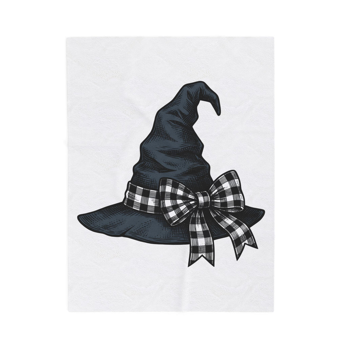 Witch Hat Blanket Halloween Sorcery Gift Women Cartoon Blanket Wizard Hat Blanket Halloween Fan Comic Blanket Magic Graphic Silhouette Gingham Bow
