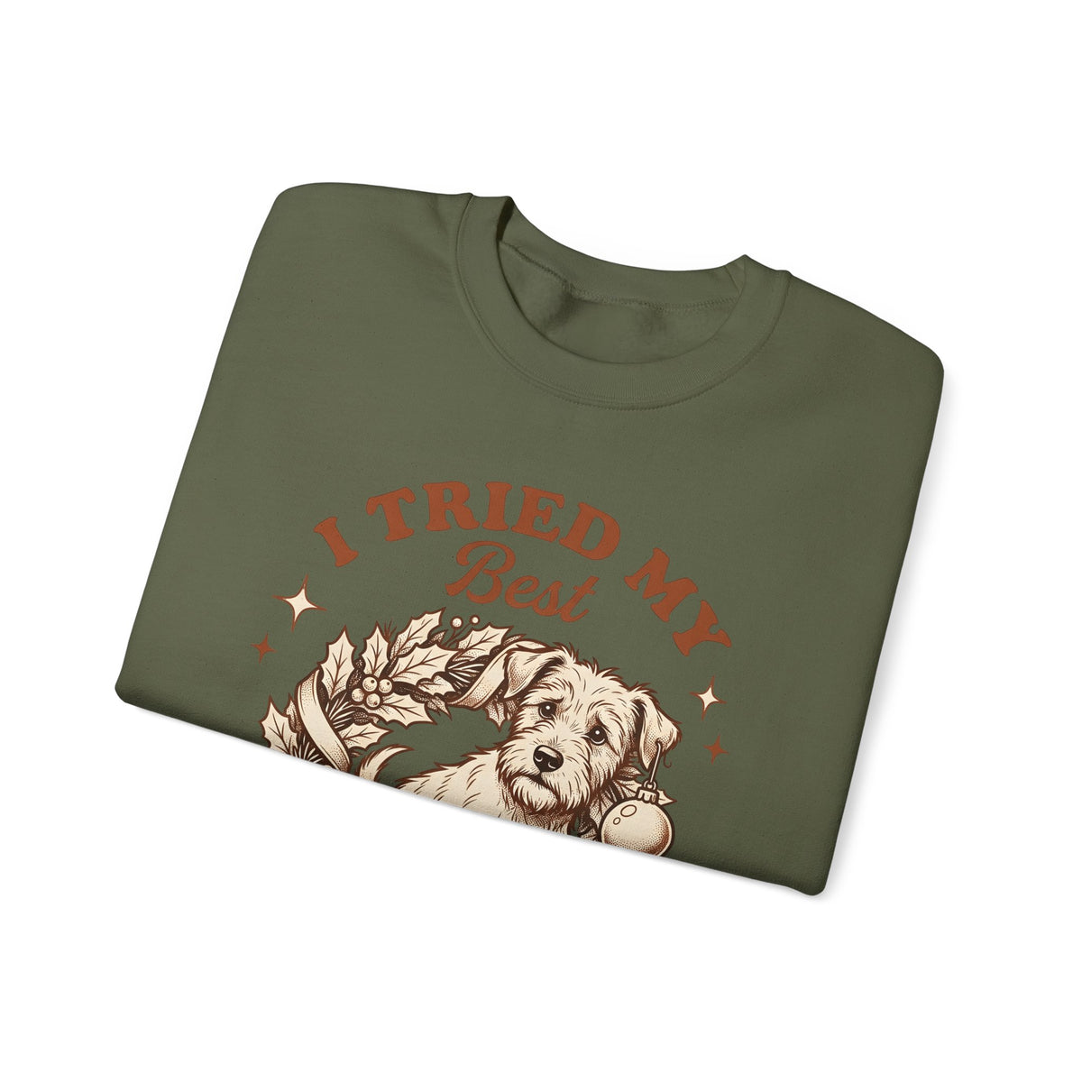 Dog Garland Sweatshirt Christmas Pets Gift Women Classic Sweatshirt Dog Swag Sweatshirt Xmas Fan Doggy Graphic Sweatshirt Doodle Bauble Sweatshirt