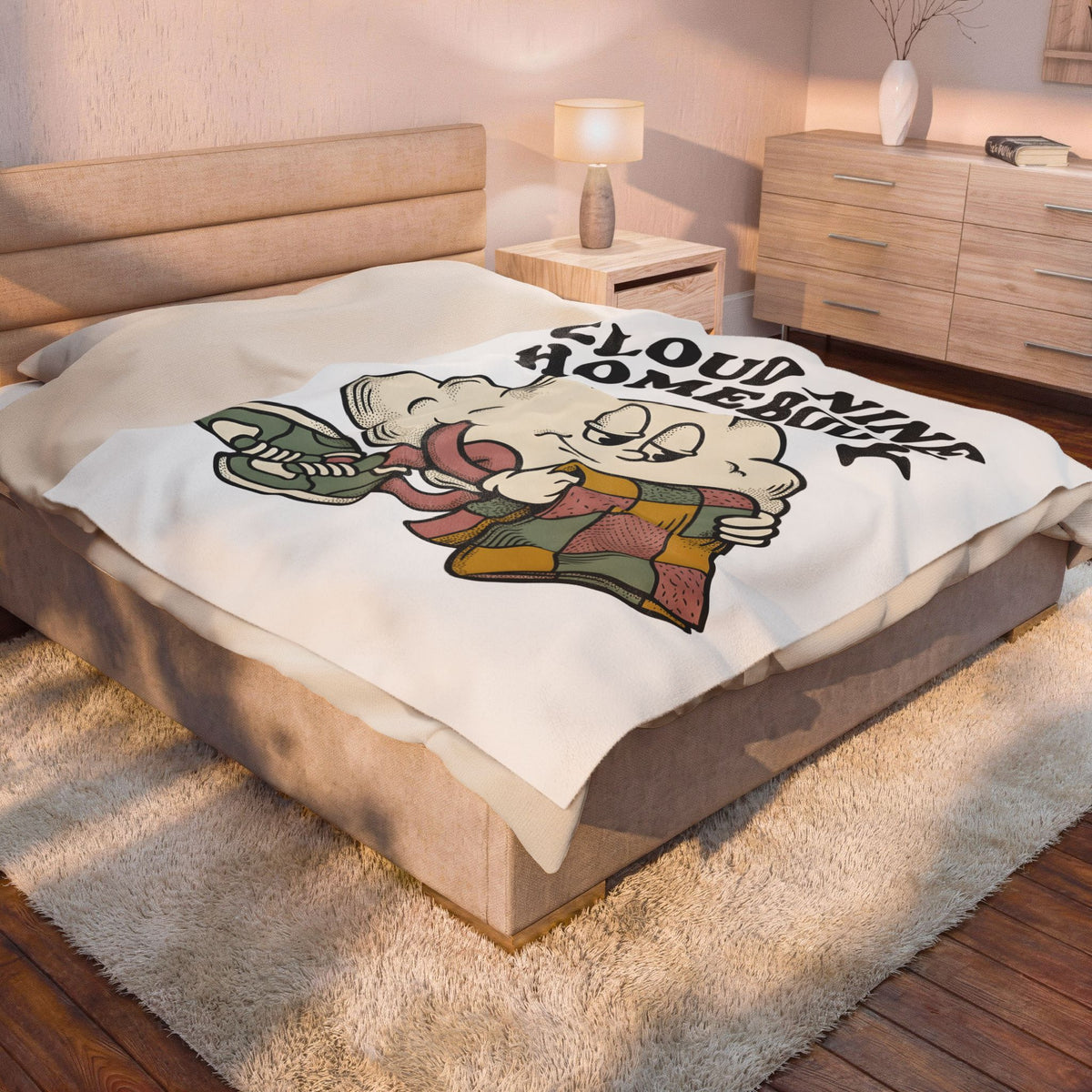 Cloud Motif Blanket Cute Warmth Gift Women Cartoonish Blanket Cloud Blanket Adorable Fan Cartoon Blanket Cozy Graphic Classic Patchwork Cover