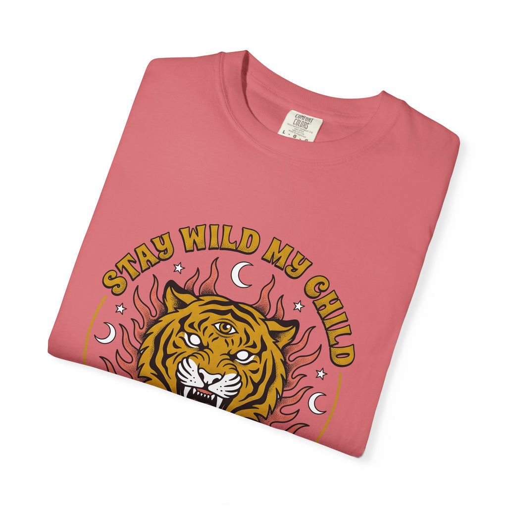 Tiger Head T-Shirt Boho Chic Animal Gift Women Psychedelic T-Shirt Tiger T-Shirt Hippie Fan Tribal Graphic Vintage Rose T-Shirt