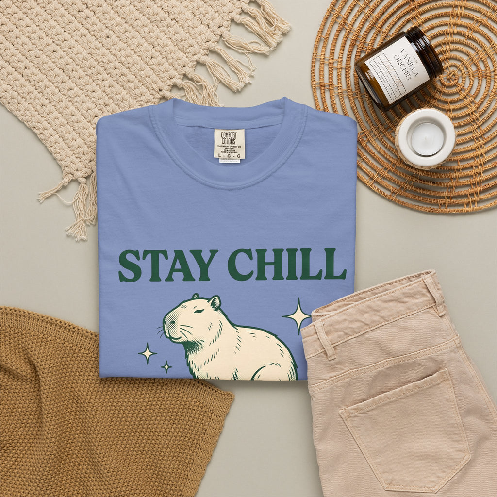 Capybara T-Shirt Capybara Creatures Gift Women Sketch T-Shirt Rodent T-Shirt Capybara Fan Guinea Pig T-Shirt Animal Graphic Cartoon Lotus Leaf