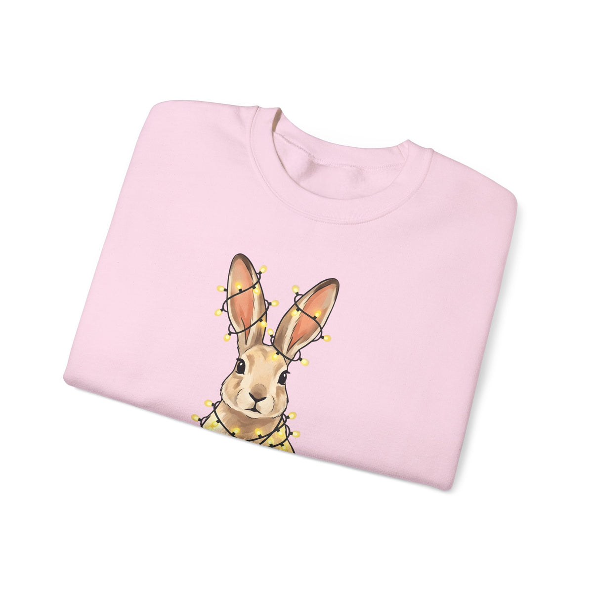Bunny Sweatshirt Animals Holiday Gift Women Cute Sweatshirt Rabbit Sweatshirt Pet Fan Cute Sweatshirt Christmas Graphic Hand Drawn String Lights Sweatshirt