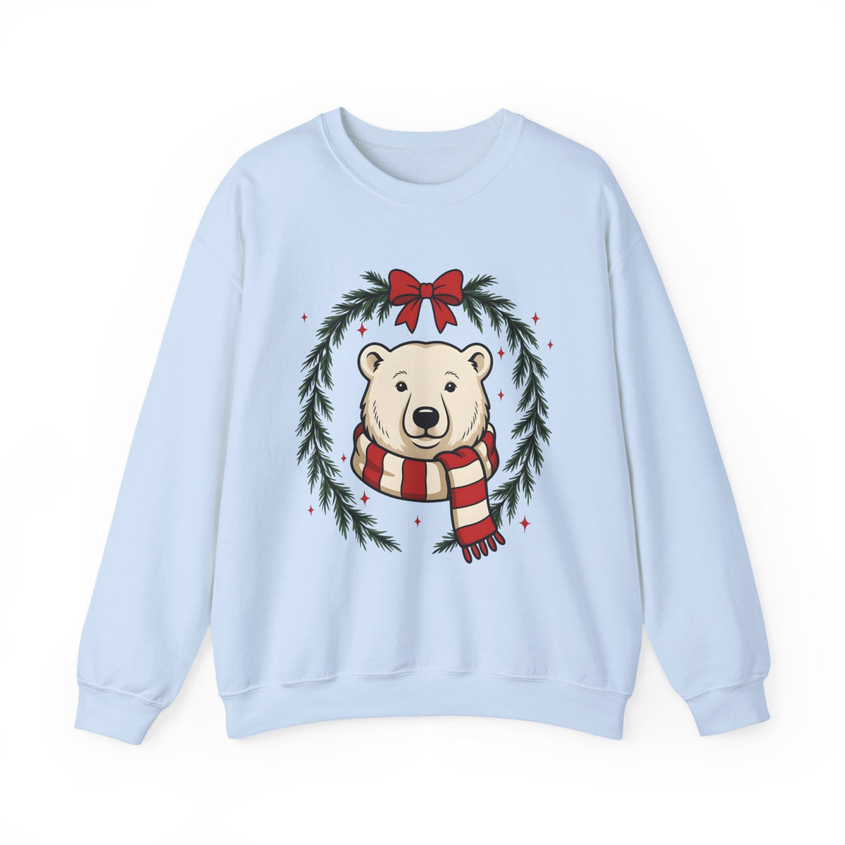 Arctic Bear Sweatshirt Christmas Wildlife Gift Women Comic Sweatshirt Polar Bear Sweatshirt Xmas Fan Cartoon Sweatshirt Animal Graphic Sketch Garland Sweatshirt