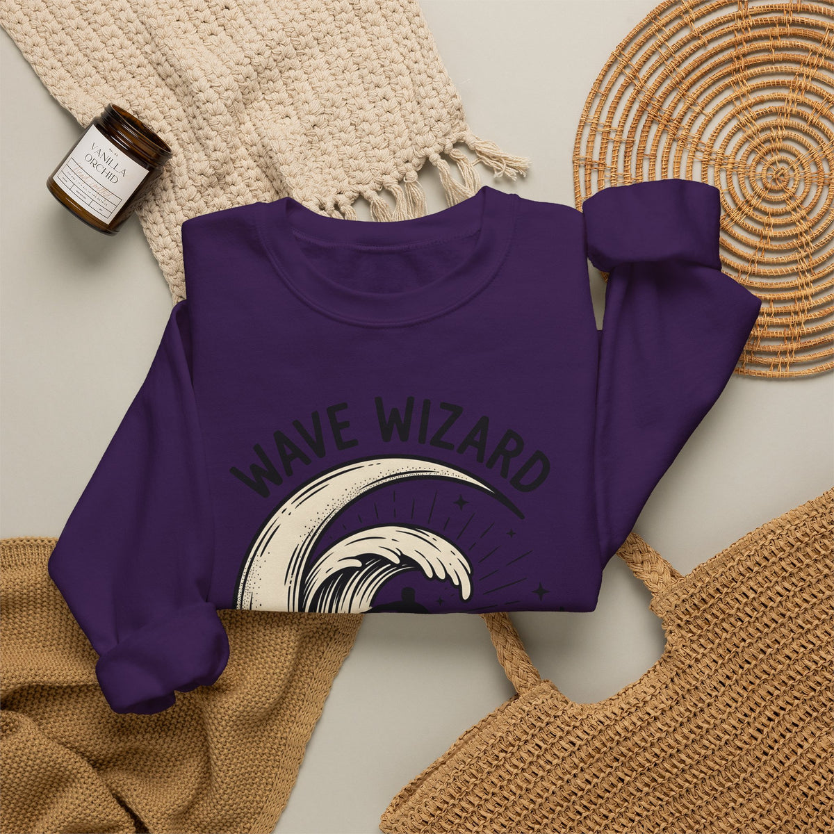 Surf Break Sweatshirt Surfing Coast Gift Women Hand Drawn Sweatshirt Wave Sweatshirt Surfer Fan Beach Graphic Illustration Line Art Star Motifs Sweatshirt
