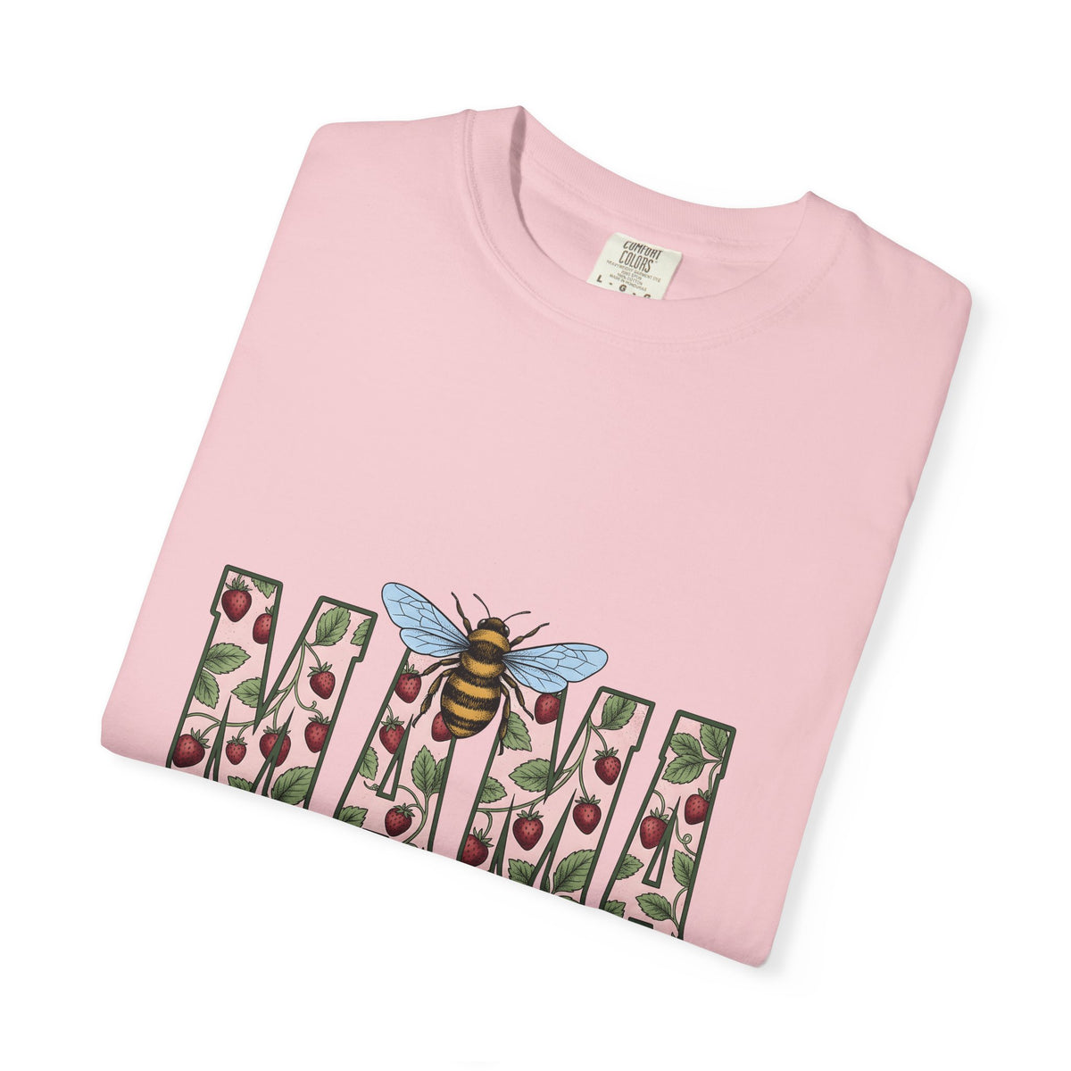 Honeybee Strawberry Art T-Shirt Moms Outdoors Gift Women Floral T-Shirt Bee T-Shirt Mom Fan Botanical T-Shirt Adventure Graphic Retro Foliage