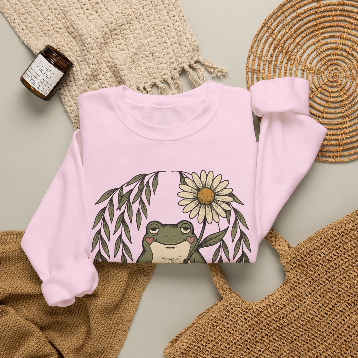 Frog Flower Cute Animal Gift Boho Toad T Sweatshirt