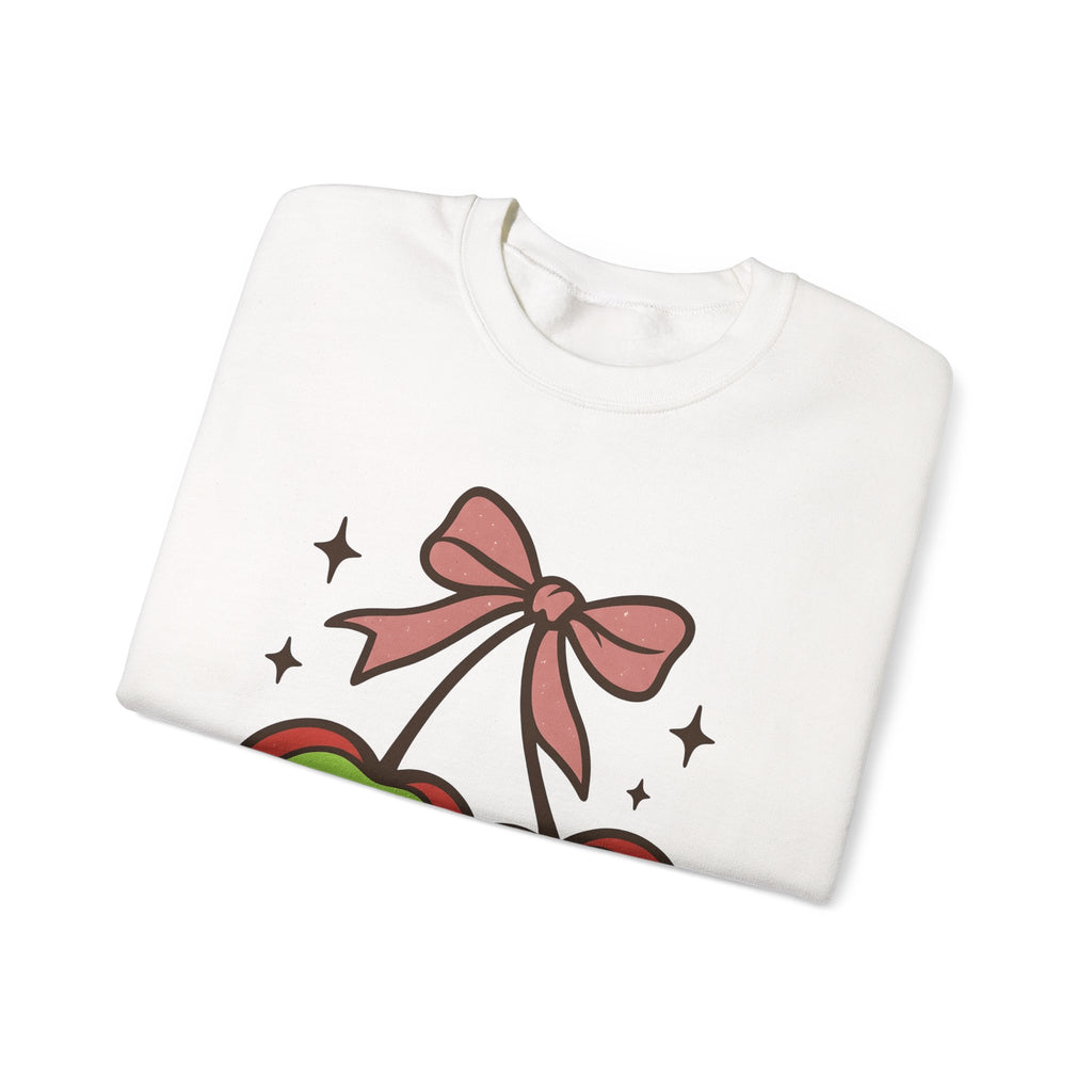 Skull Cherry Sweatshirt Halloween Eerie Gift Women Fun Sweatshirt Sugar Skull Sweatshirt Spooky Fan Cartoon Sweatshirt Dark Graphic Bow Tie Sweatshirt
