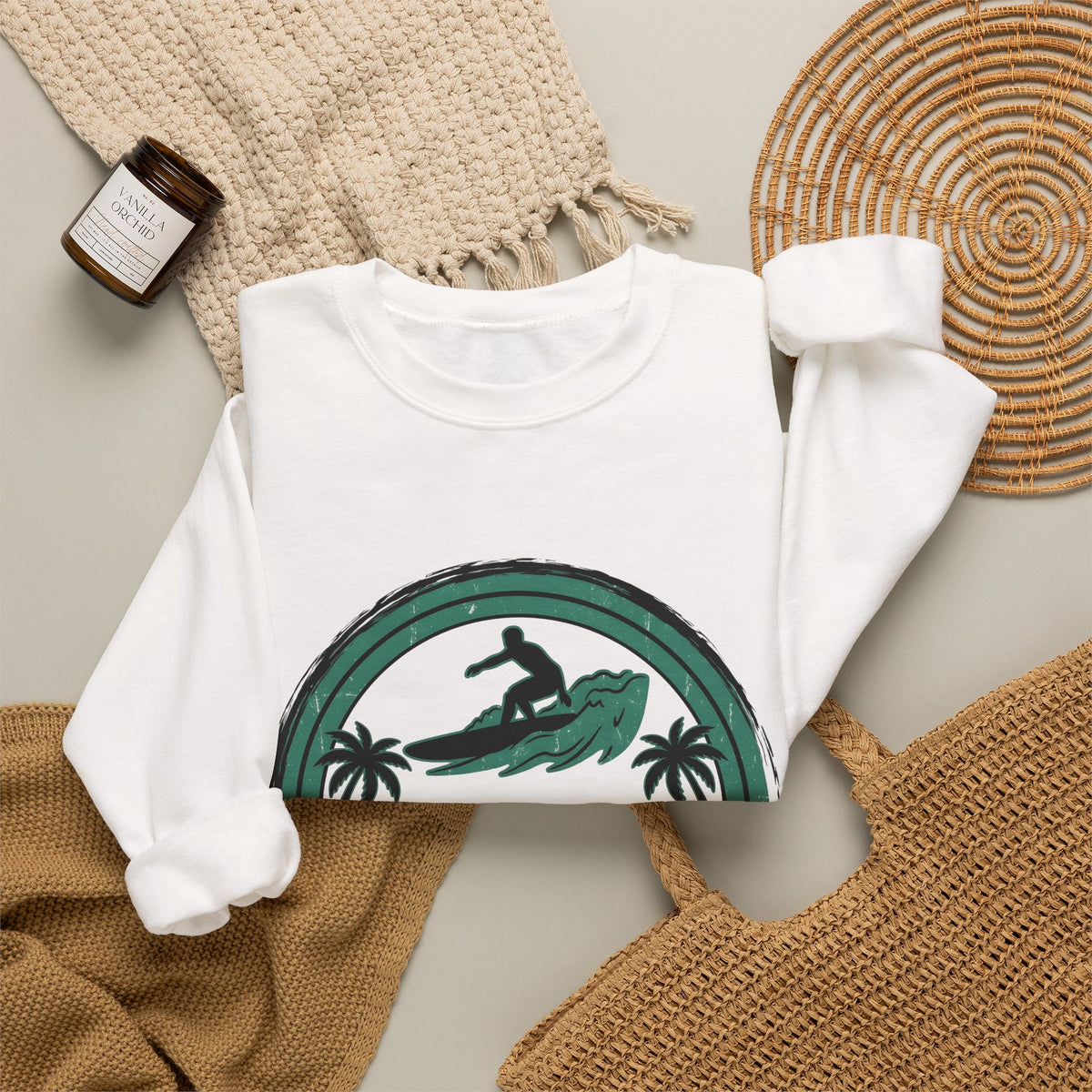 Surfing Surfing Seaside Gift Hand Drawn Surf Surfer Fan Surfing Coastal Sweatshirt