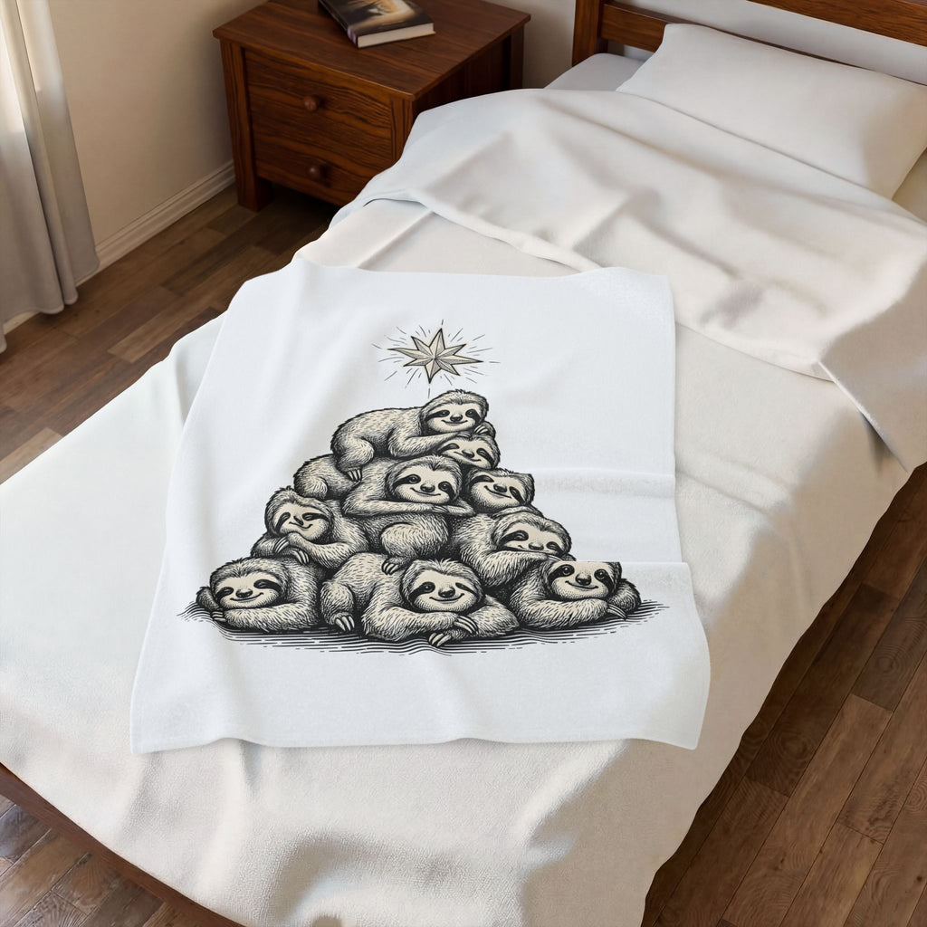 Sloth Stack Blanket Animals Holiday Gift Women Hand Drawn Blanket Sloth Pile Blanket Wildlife Fan Hand Drawn Blanket Christmas Graphic Vintage Star