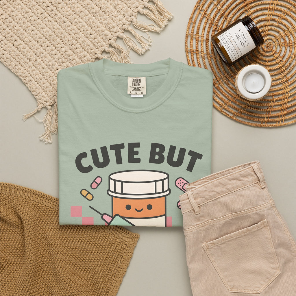 Pill Bottle Syringe T-Shirt Nurses Medical Gift Women Kawaii T-Shirt Medication T-Shirt Nurse Enthusiast Cute T-Shirt Healthcare Graphic Cartoon