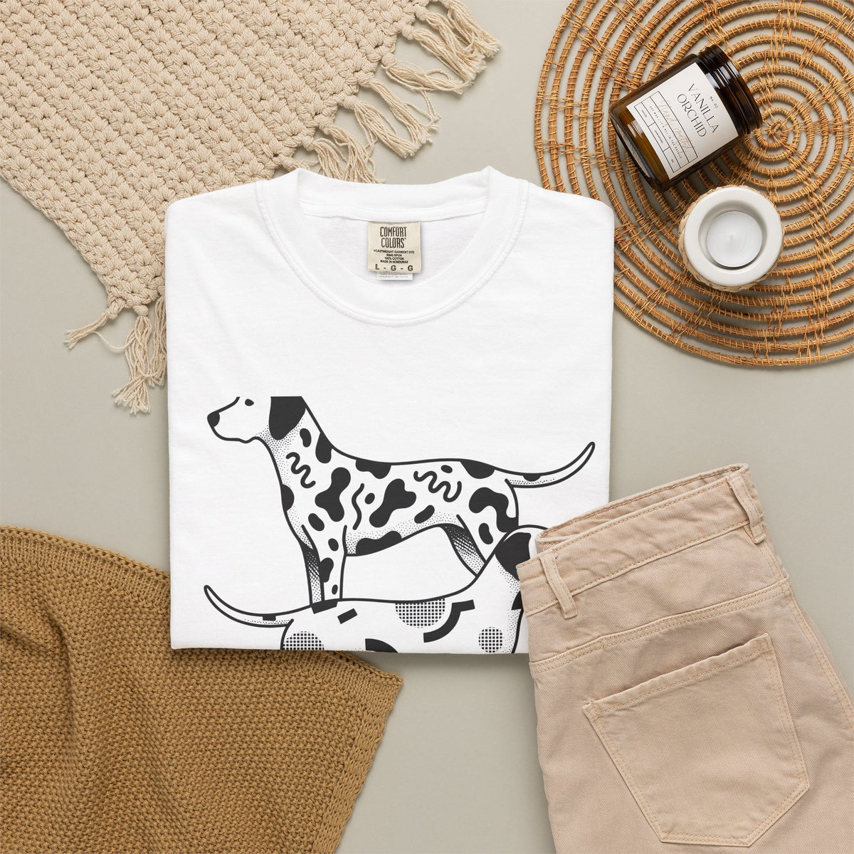 Dalmatian T-Shirt Dog Fauna Gift Women Flat T-Shirt Dalmatian T-Shirt Dog Fan Graphic Design Illustration Sketch Spot Design T-Shirt