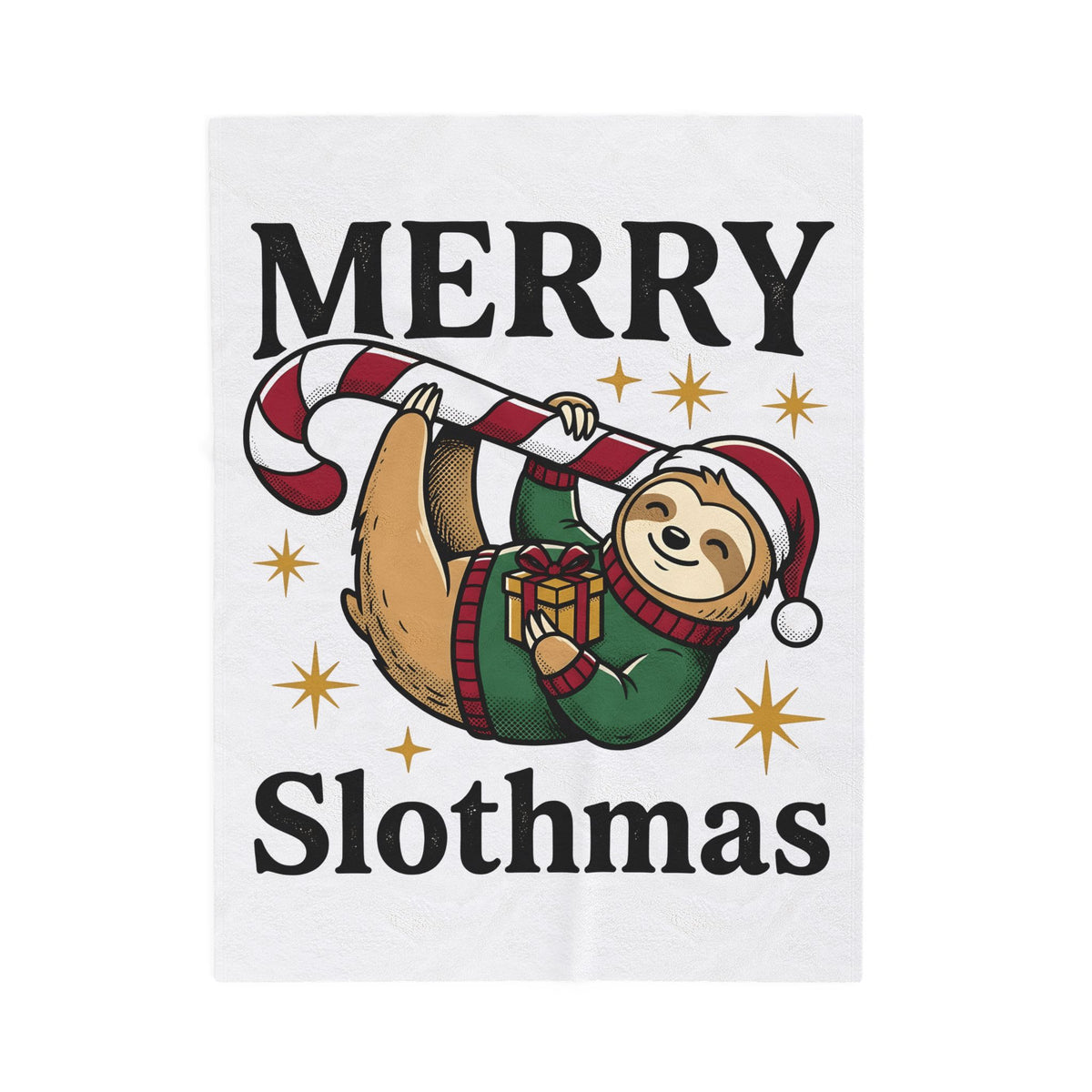 Sloth Festive Cane Blanket Christmas Critter Gift Women Doodle Blanket Sloth Blanket Xmas Fan Hand Drawn Blanket Creature Graphic Nostalgic Box