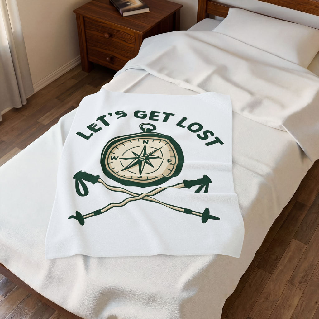 Compass Image Blanket Hiking Outdoors Gift Women Hand Drawn Blanket Navigation Blanket Trekker Enthusiast Illustrated Blanket Nature Graphic Clean