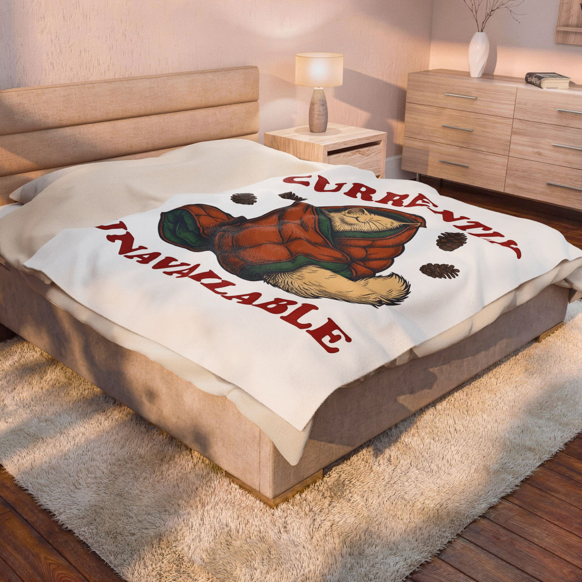 Warm Cat Blanket Cat Backpacking Gift Women Farmhouse Blanket Kitty Blanket Feline Fan Rustic Blanket Hiking Graphic Line Art Conifer Cones Blanket