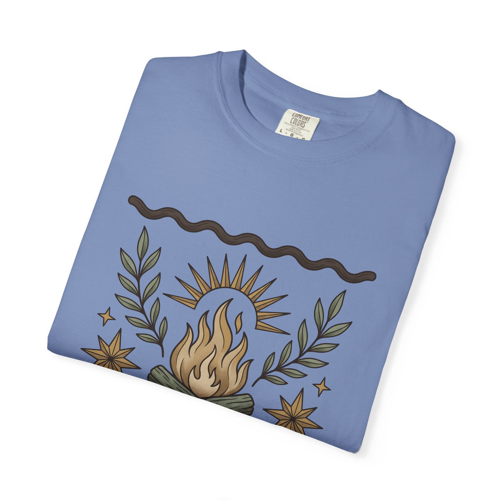 Campfire Art T-Shirt Boho Chic Adventure Gift Women Southwestern T-Shirt Bonfire T-Shirt Bohemian Fan Tribal T-Shirt Explorer Graphic Handmade