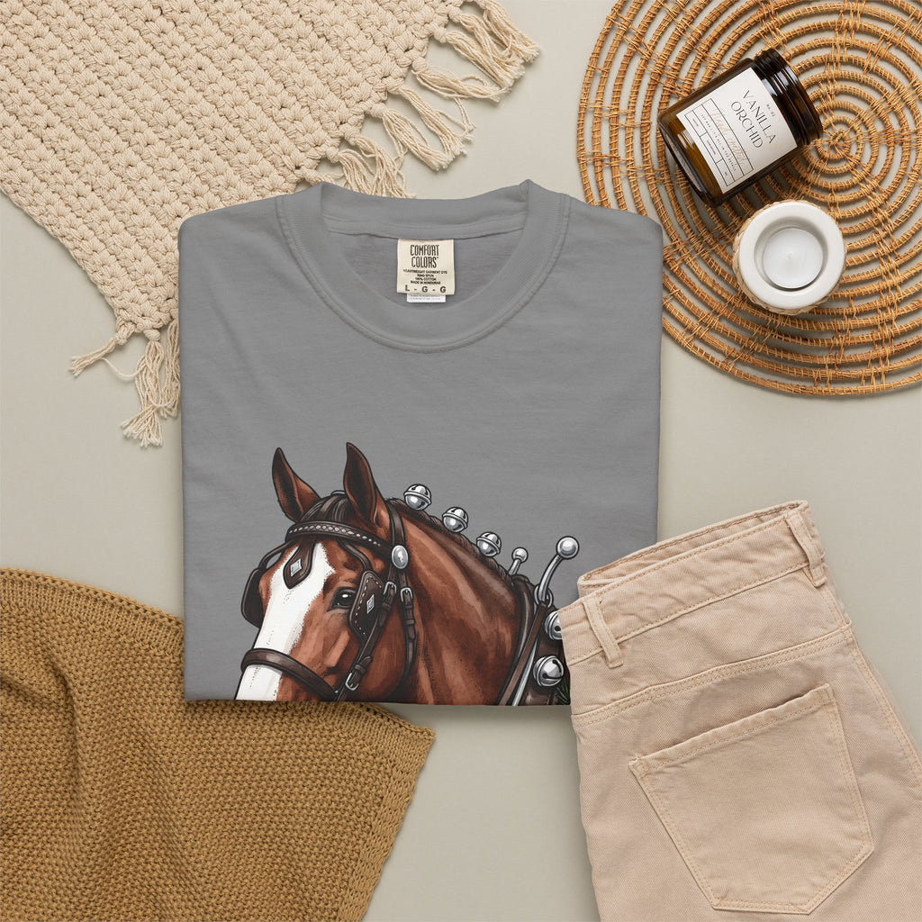 Horse Head T-Shirt Christmas Horse Gear Gift Women Lifelike T-Shirt Stallion T-Shirt Christmas Fan Realistic T-Shirt Equestrian Graphic Retro