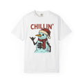 Skull Snowman T-Shirt Christmas Cold Gift Women Comic T-Shirt Skeleton Snowman T-Shirt Xmas Fan Cartoon T-Shirt Frosty Graphic Retro Christmas Hat