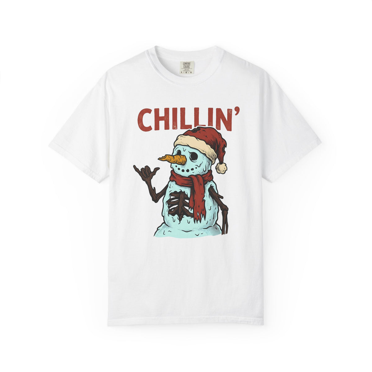 Skull Snowman T-Shirt Christmas Cold Gift Women Comic T-Shirt Skeleton Snowman T-Shirt Xmas Fan Cartoon T-Shirt Frosty Graphic Retro Christmas Hat