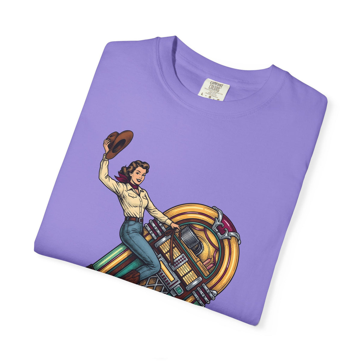 Cowgirl Jukebox T-Shirt Cowgirl Audio Gift Women Farmhouse T-Shirt Jukebox T-Shirt Cowgirl Fan Rustic T-Shirt Sound Graphic Mid Century Cowboy
