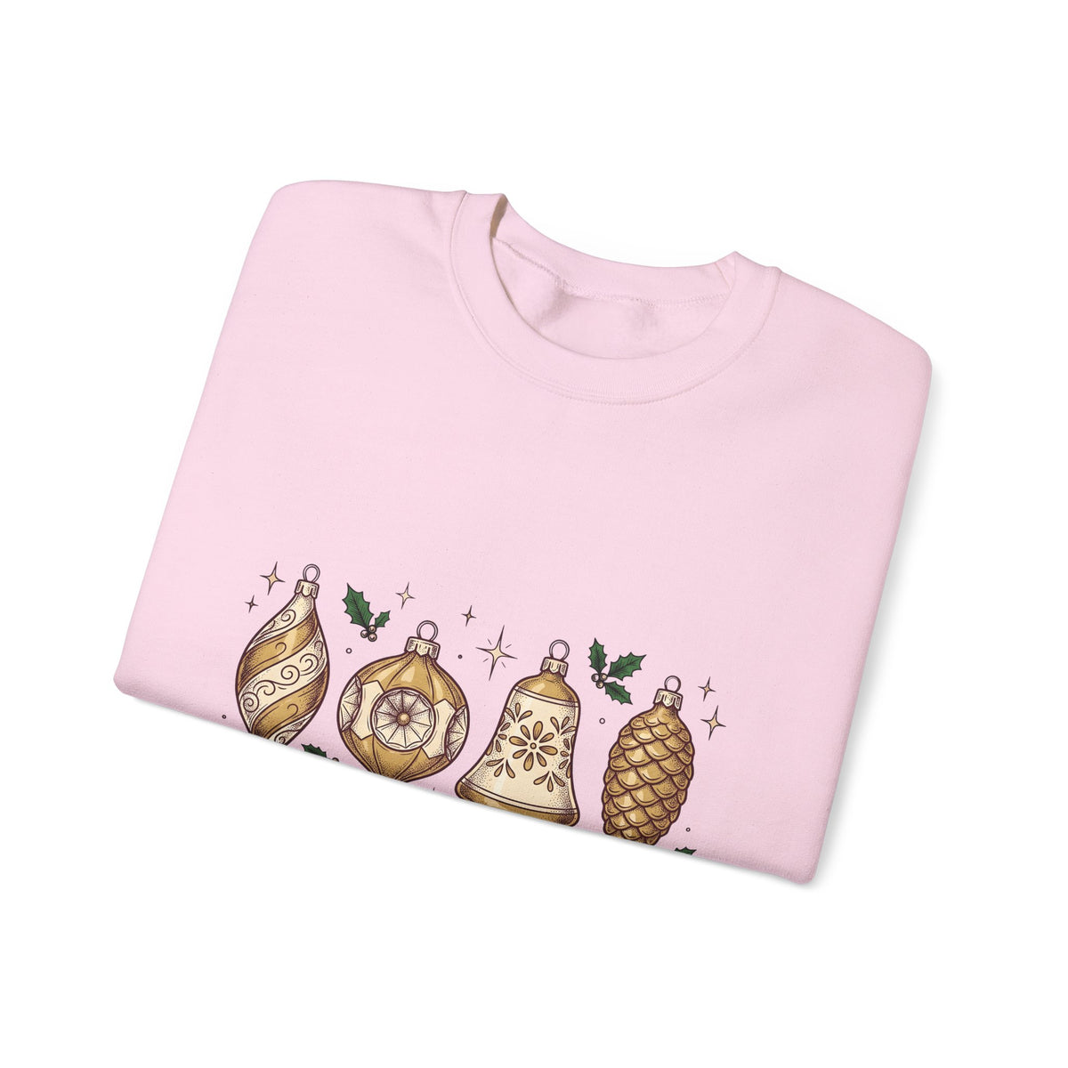 Festive Ornaments Sweatshirt Christmas Event Gift Women Line Art Sweatshirt Baubles Sweatshirt Xmas Fan Illustration Graphic Sweatshirt Hand Painted Pine