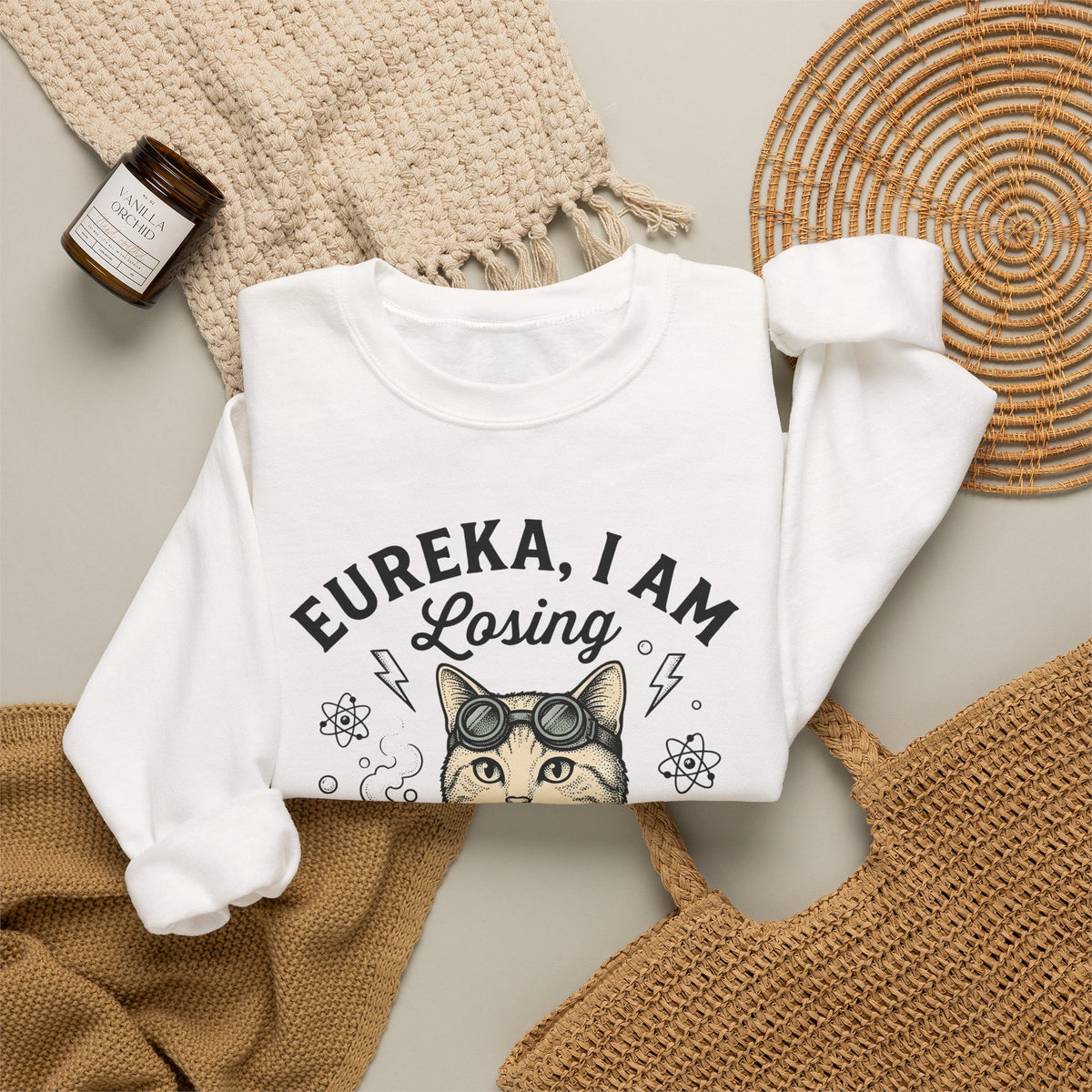 Scientist Cat Sweatshirt Cat Science Gift Women Vintage Sweatshirt Feline Sweatshirt Cat Fan Retro Sweatshirt Scientific Graphic Hand Drawn Beaker Sweatshirt
