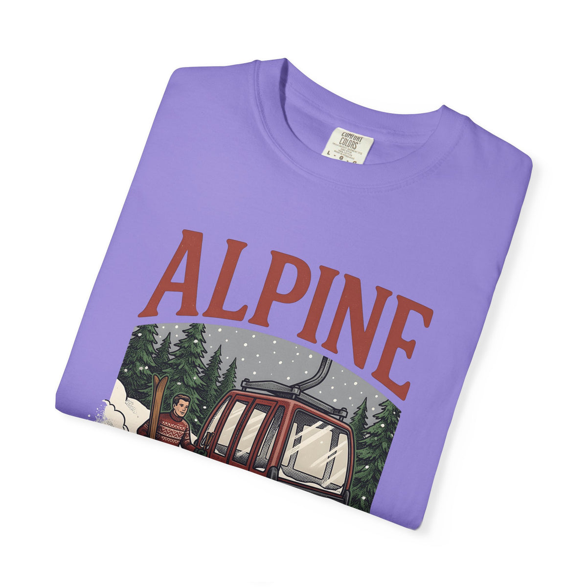 Ski Lift T-Shirt Christmas Winter Gift Women Vintage T-Shirt Chairlift T-Shirt Holiday Fan Retro T-Shirt Frosty Graphic Hand Drawn Evergreen Trees