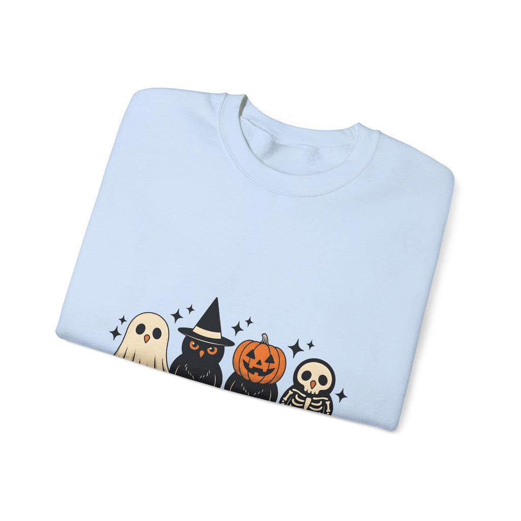 Owl Disguise Halloween Haunted Gift Animated Hoot Owl Horror Fan Cartoony Spooky Classic Moon Sweatshirt