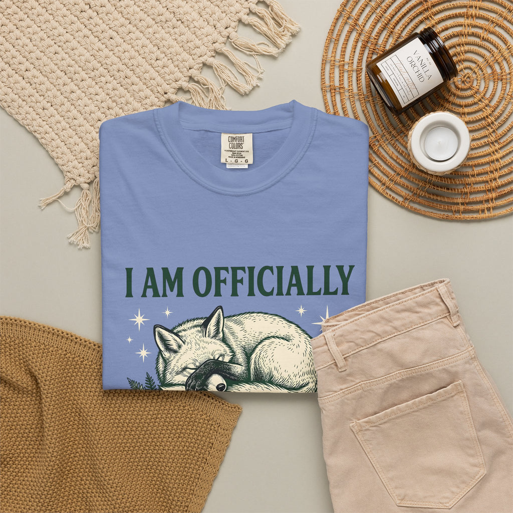 Resting Fox Funny Wildlife Gift Sketch Fox Humor Fan Drawing Retro Star Shapes T-Shirt