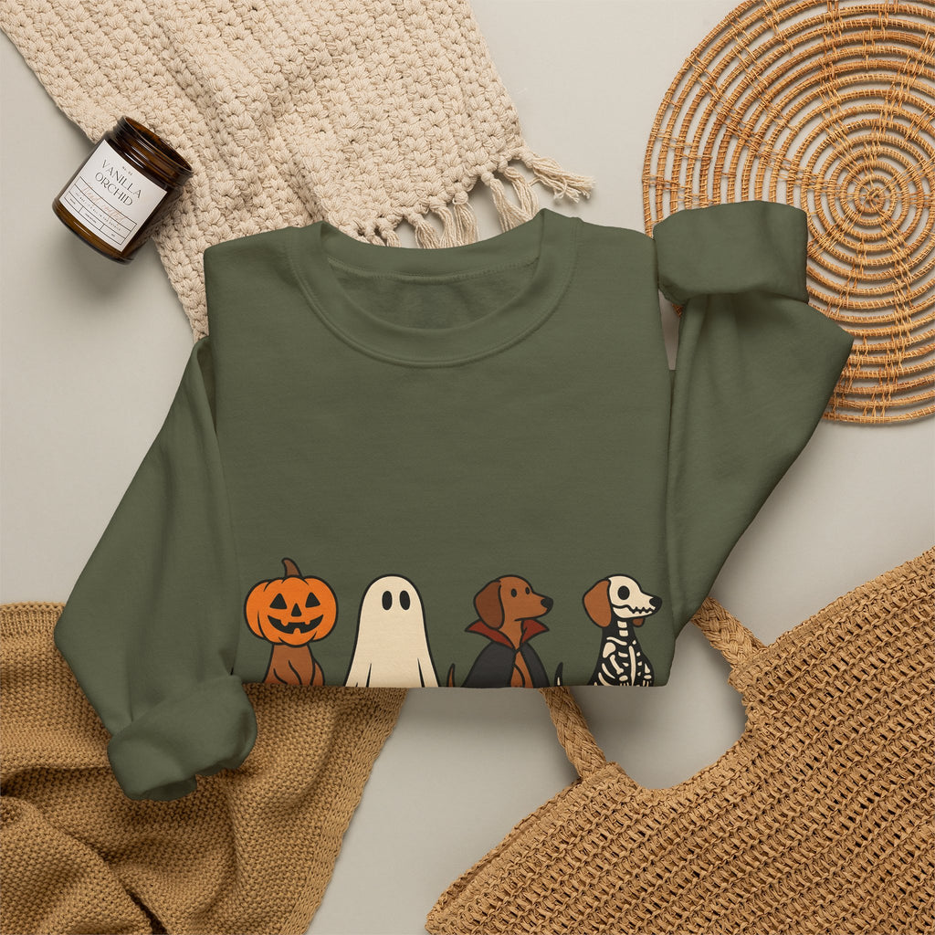 Sausage Dog Costumes Sweatshirt Halloween Animals Gift Women Animated Sweatshirt Dachshund Sweatshirt Halloween Fan Cartoon Sweatshirt Pet Graphic Doodle
