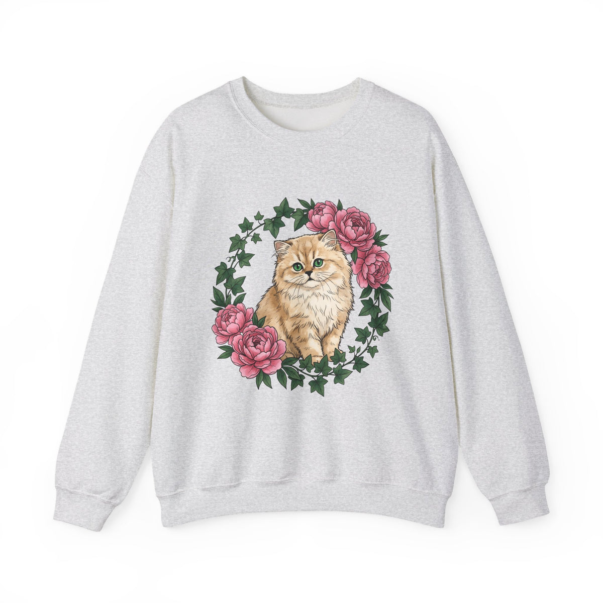 Longhair Cat Cat Blossoms Gift Acrylic Maine Coon Cat Fan Feline Floral Ink Floral Sweatshirt