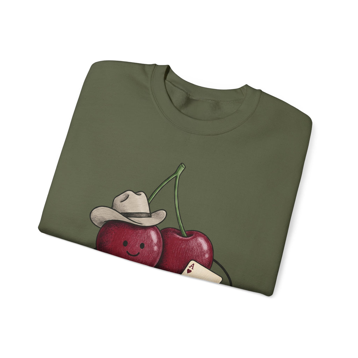 Cherry Western Sweatshirt Cowgirl Harvest Gift Women Playful Sweatshirt Western Wear Sweatshirt Rodeo Fan Whimsical Sweatshirt Autumn Graphic Doodle Poker Card