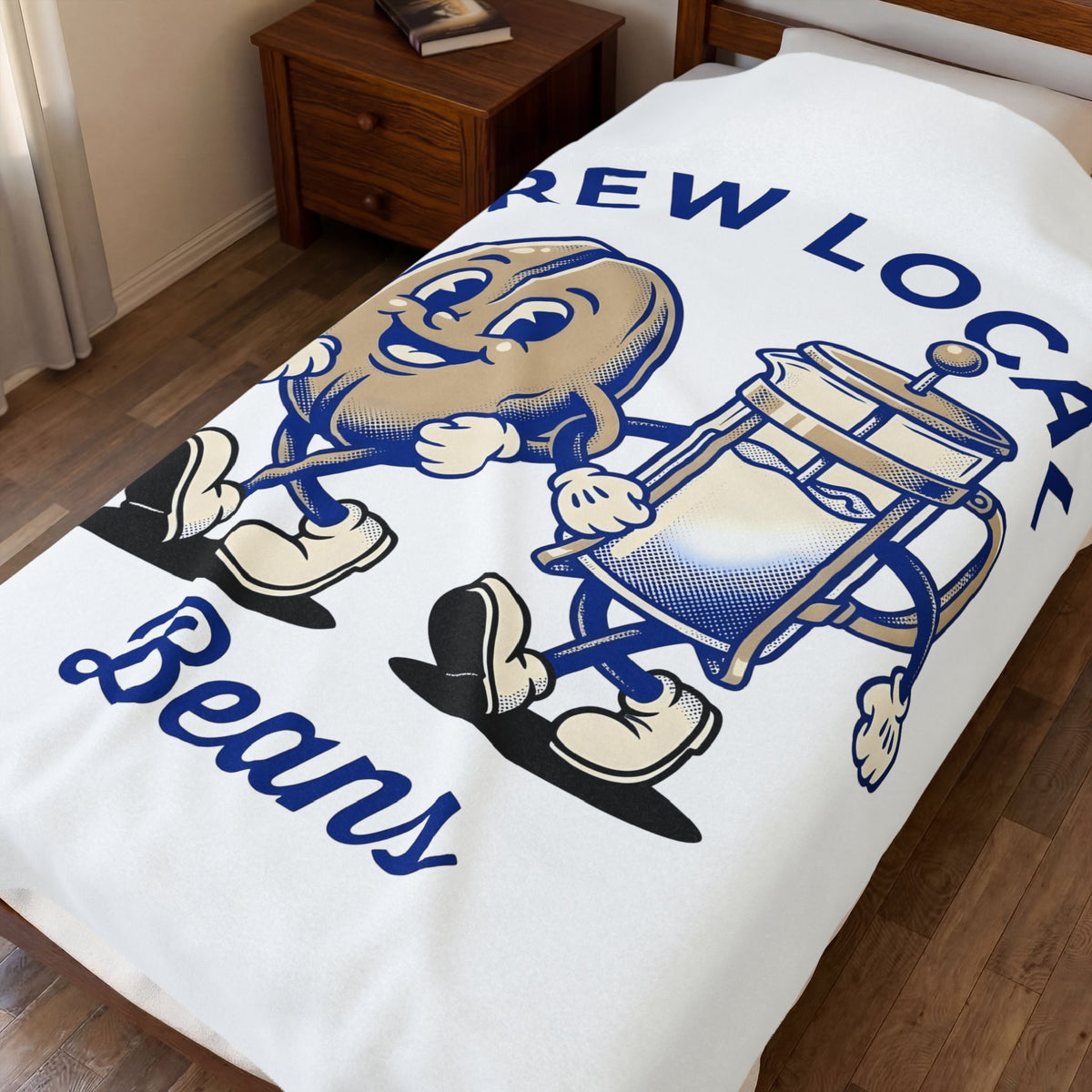 Coffee Bean French Press Blanket Coffee Foodie Gift Women Cartoon Blanket French Press Coffee Blanket Coffee Fan Cartoony Blanket Food Graphic