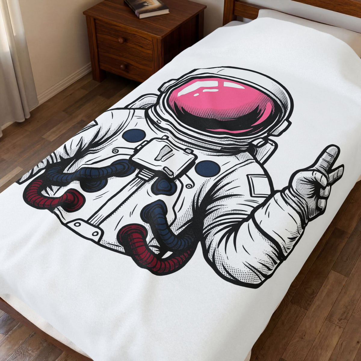 Astronaut Graphic Blanket America Space Gift Women Comic Blanket Cosmonaut Blanket Patriot Fan Galactic Graphic Illustration Cartoon Blanket Retro