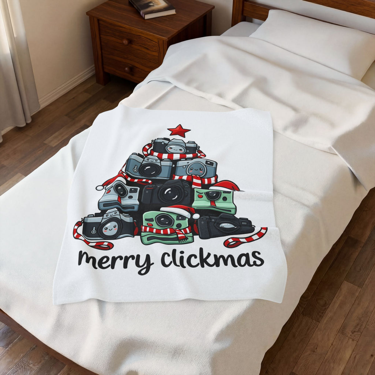 Camera Tree Christmas Photography Gift Kawaii Tree Camera Xmas Enthusiast Cute Photographic Blanket