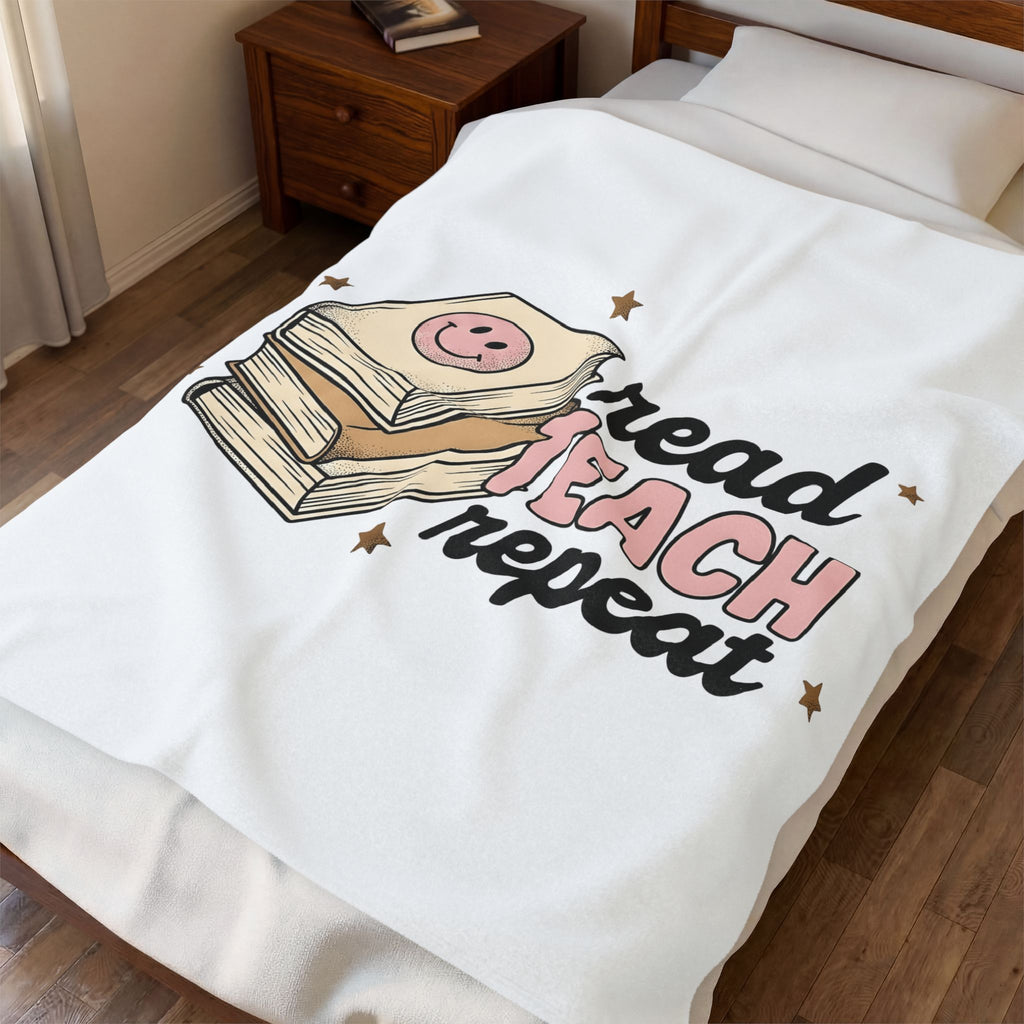 Stacked Books Teachers Reading Gift Cartoon Book Pile Educator Enthusiast Comic Literacy Retro Blanket