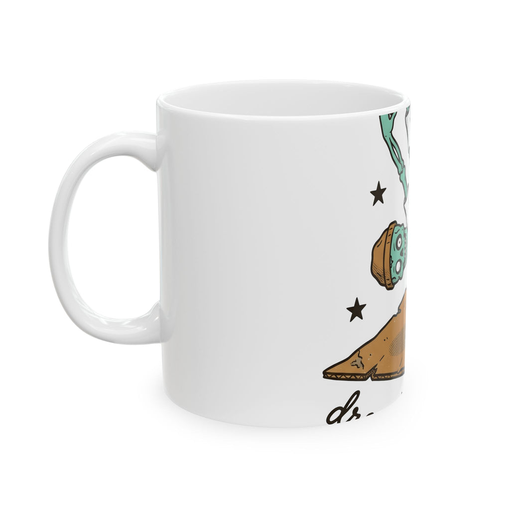 Dancing Skeleton Mug Halloween Ballet Gift Women Comic Mug Skeleton Mug Horror Fan Spooky Mug Dance Graphic Vintage Sparkles Mug