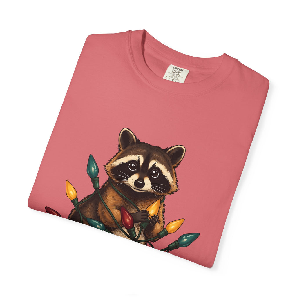 Raccoon Animals Seasonal Gift Playful Trash Panda Wildlife Fan Quirky Christmas Cartoon T-Shirt