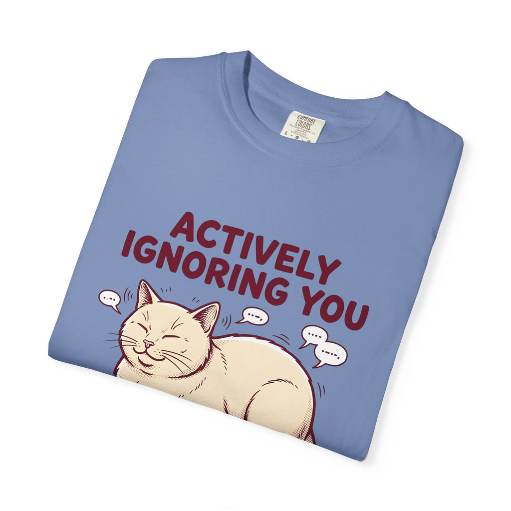Grinning Cat T-Shirt Cat Comedy Gift Women Shabby Chic T-Shirt Kitty T-Shirt Cat Fan Distressed T-Shirt Humor Graphic Doodle Text Bubbles T-Shirt