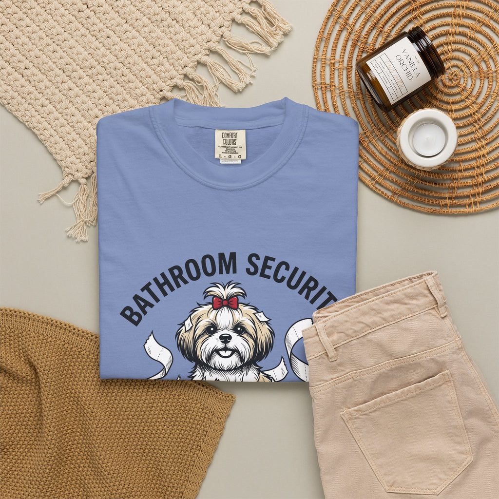 Shih Tzu Puppy T-Shirt Dog Joke Gift Women Comic T-Shirt Puppy T-Shirt Dog Fan Cartoon T-Shirt Humor Graphic Sketch Bathroom Paper T-Shirt