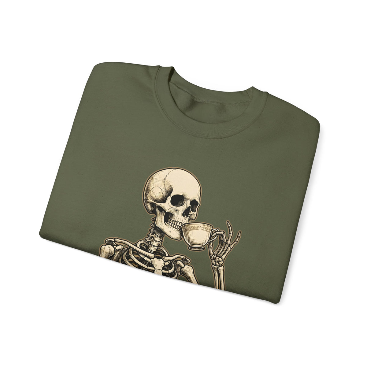 Skeleton Tea Cup Sweatshirt Halloween Goth Gift Women Vintage Sweatshirt Tea Cup Sweatshirt Horror Fan Retro Sweatshirt Dark Graphic Hand