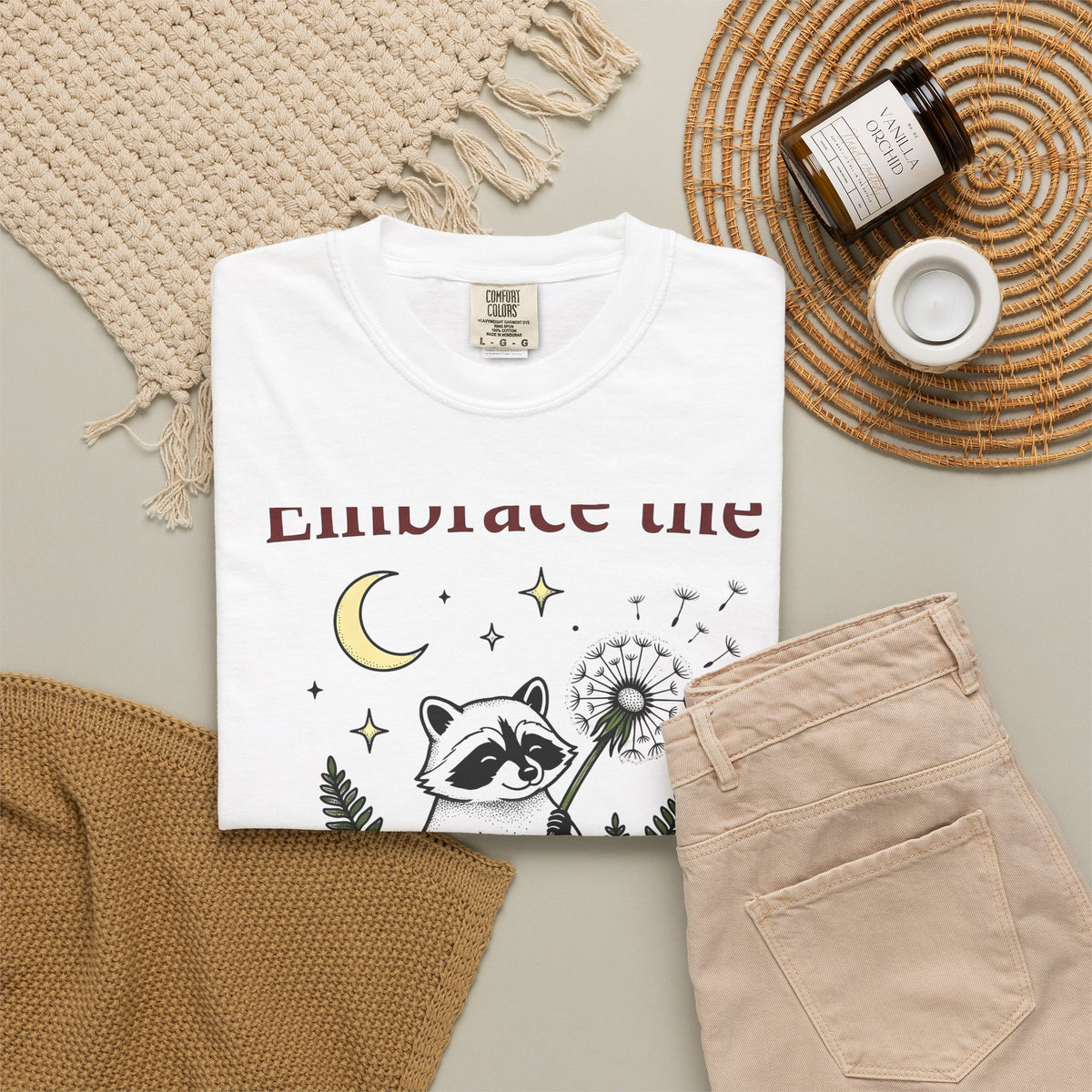 Raccoon Seed T-Shirt Cute Wildlife Gift Women Fanciful T-Shirt Trash Panda T-Shirt Adorable Fan Whimsical T-Shirt Animal Graphic Doodle Lunar